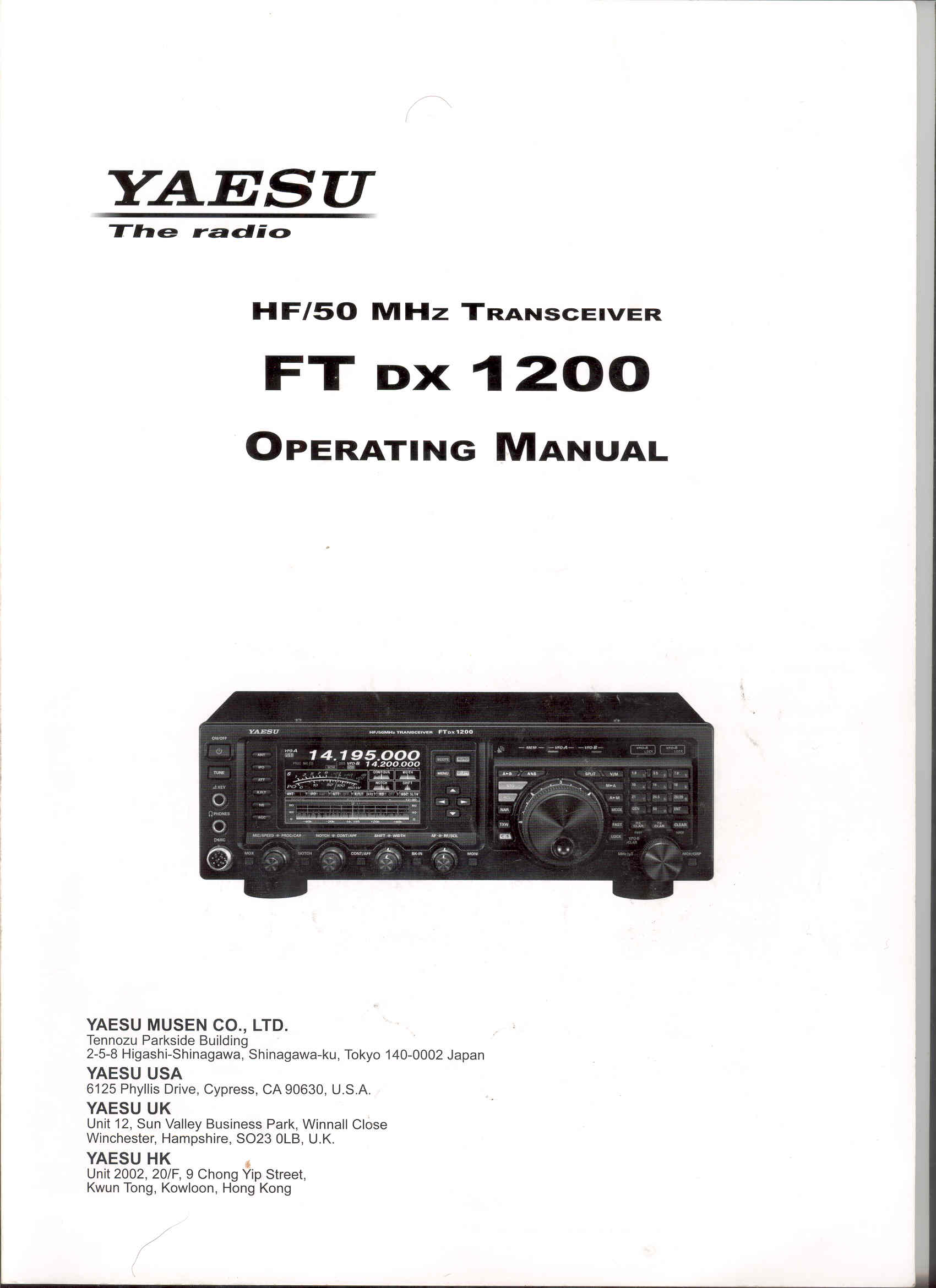 FT-DX1200 OPERATOR'S MANUAL Cover Page